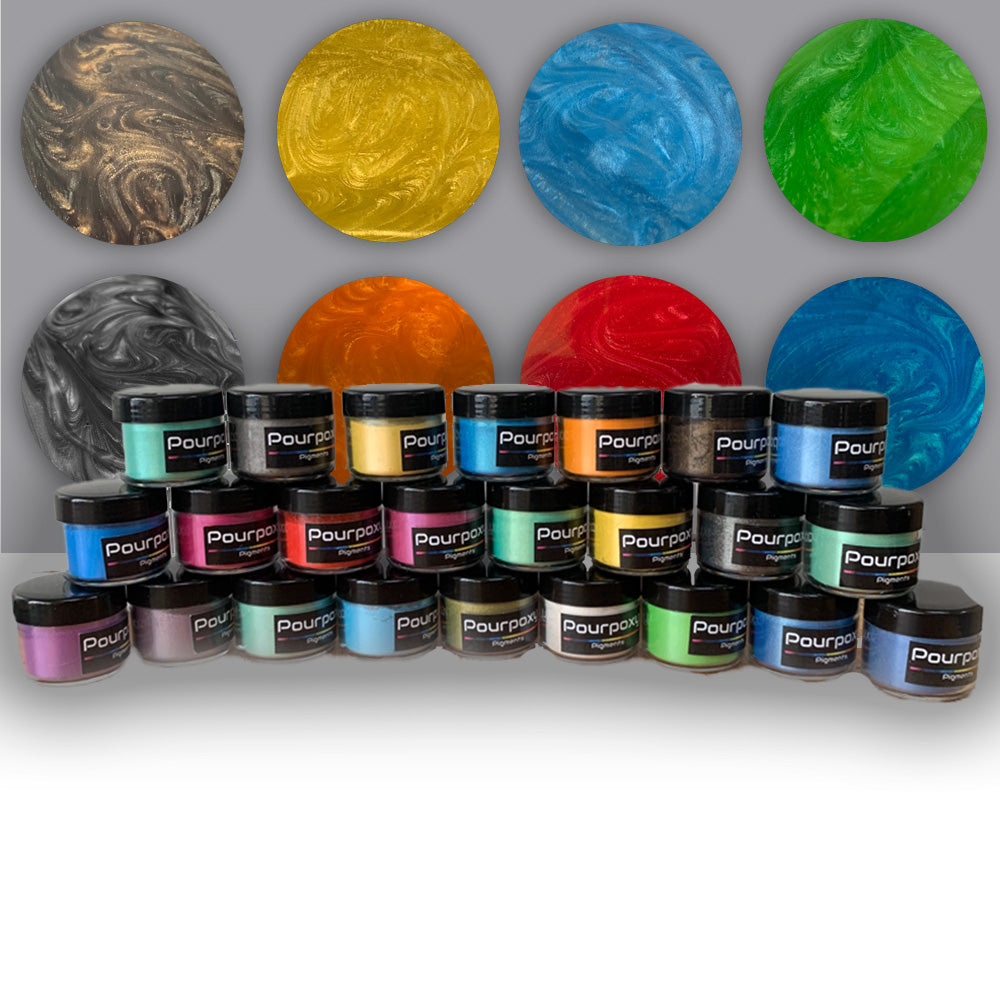 Metallic epoxy pigmenten set van Pourpoxy – Alle 24 kleuren