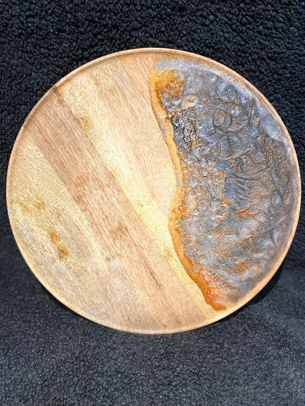 Grote Mangohouten Borrelplank Dirty Pour Brons Zilver