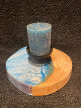 Afbeelding in Gallery-weergave laden, Kaarsenhouder - Dirty Pour Wit Blauw Design
