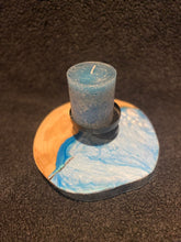 Afbeelding in Gallery-weergave laden, Kaarsenhouder - Dirty Pour Wit Blauw Design
