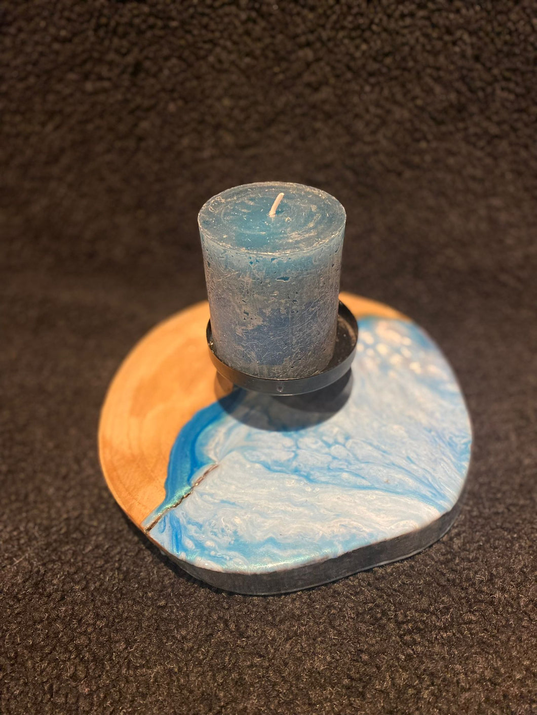 Kaarsenhouder - Dirty Pour Wit Blauw Design